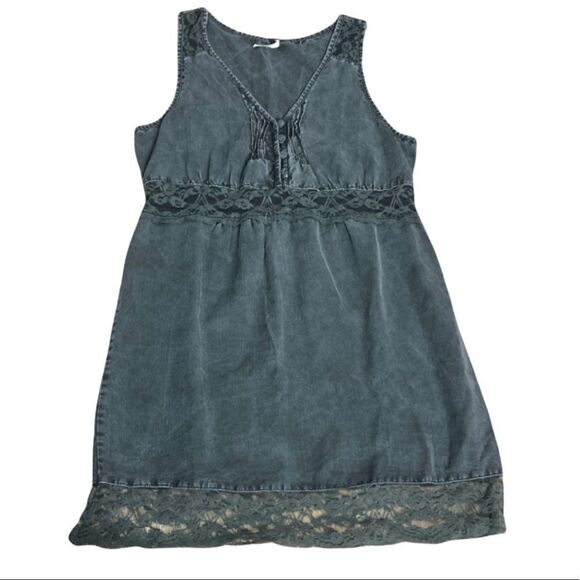 Free People Tencel washed black with lace dress size XS - Picture 1 of 9
